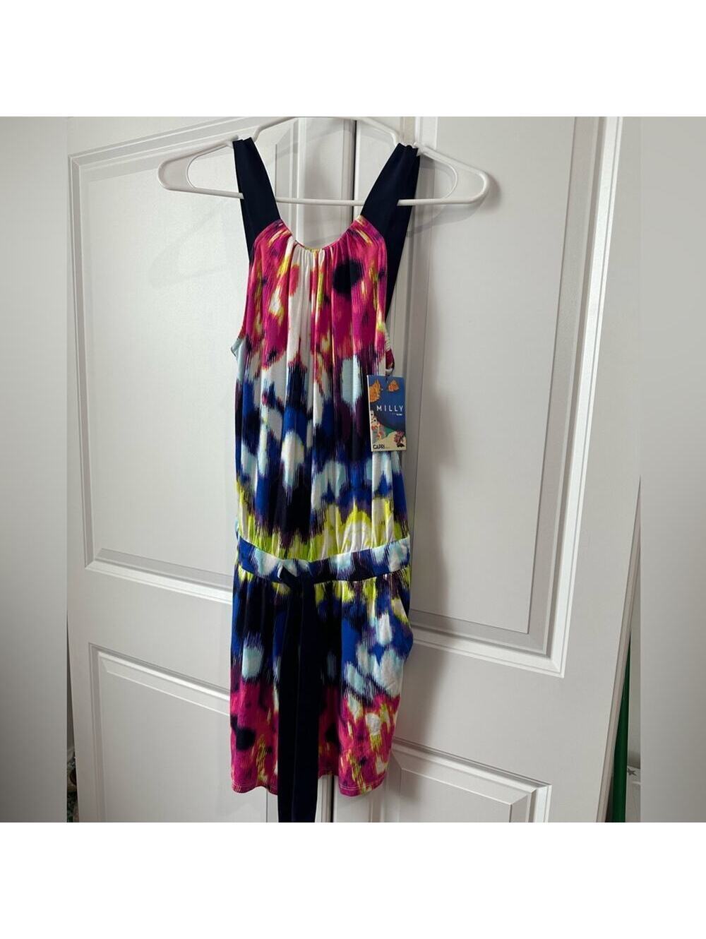 NWT MILLY for DesigNation Watercolor Sleeveless Mini Romper, Size XS - Picture 3 of 7